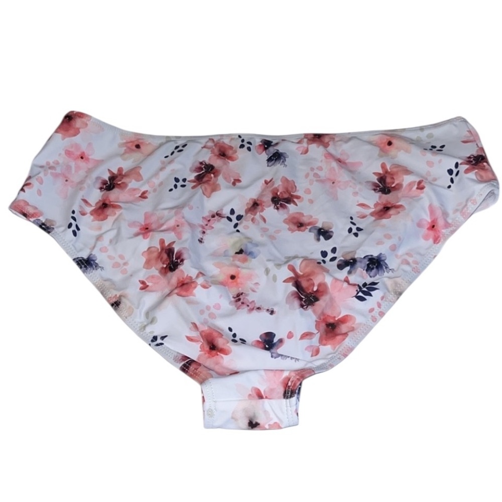 white & pink floral bikini bottom size XXL fits women size 16-18 high waist